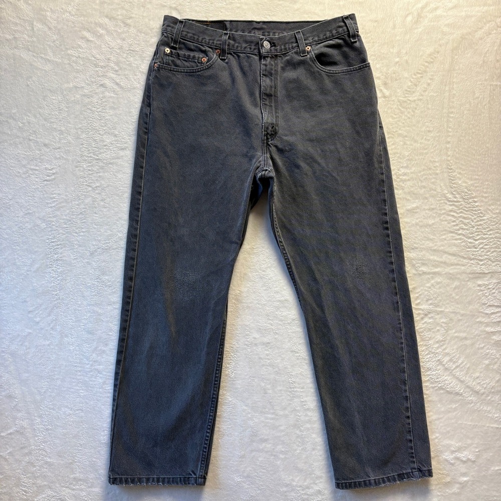Levis 505 Regular Fit Straight Leg Jeans Mens W36‎ L30 Gray Denim